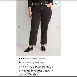 Madewell Curvy Perfect Vintage Straight Jean 16W